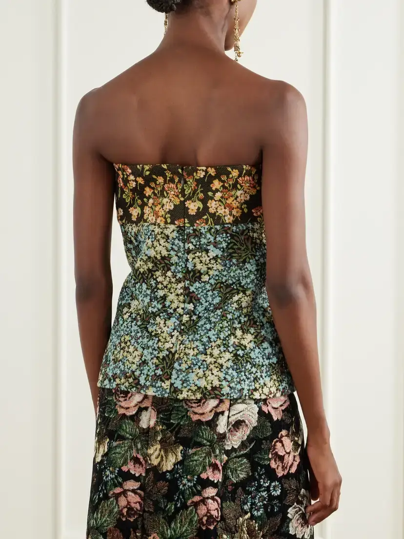Dries Van Noten Strapless Floral-jacquard Blouse | Thumbnail 3