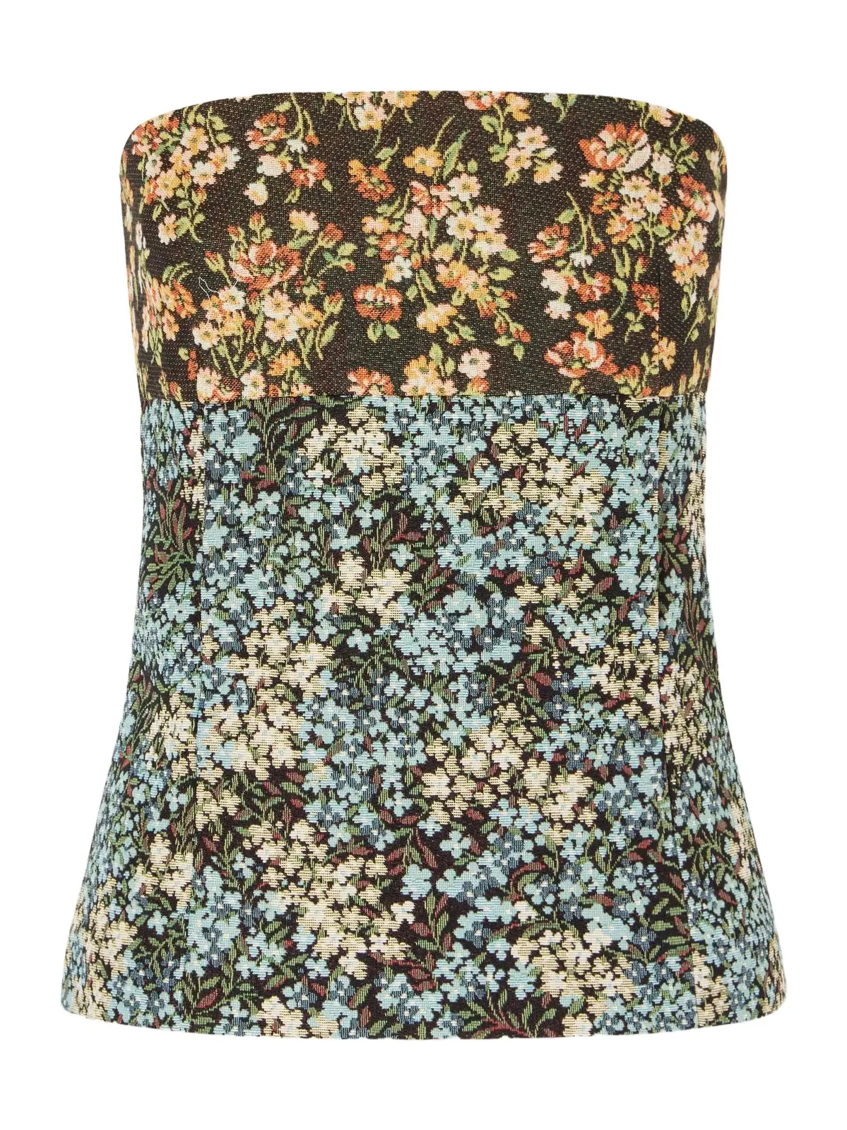 Strapless Floral-jacquard Blouse Strapless Floral-jacquard Blouse