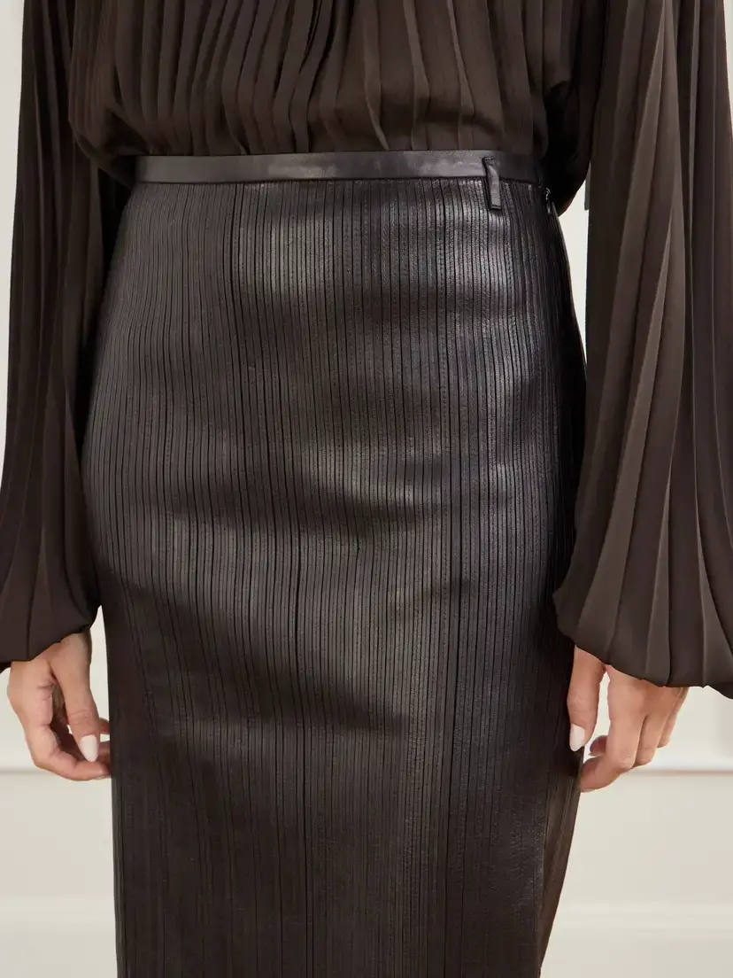 Tom Ford Leather-trimmed Stretch-jersey Midi Skirt | Thumbnail 5 Tom Ford Leather-trimmed Stretch-jersey Midi Skirt | Thumbnail 5