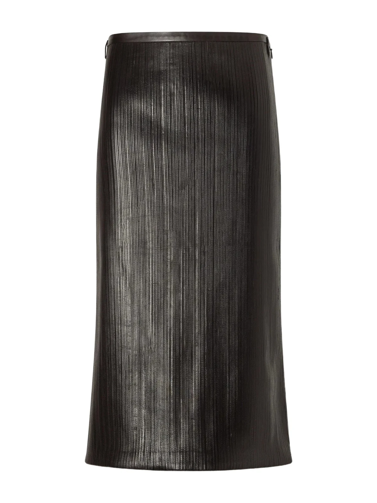 Leather-trimmed Stretch-jersey Midi Skirt
