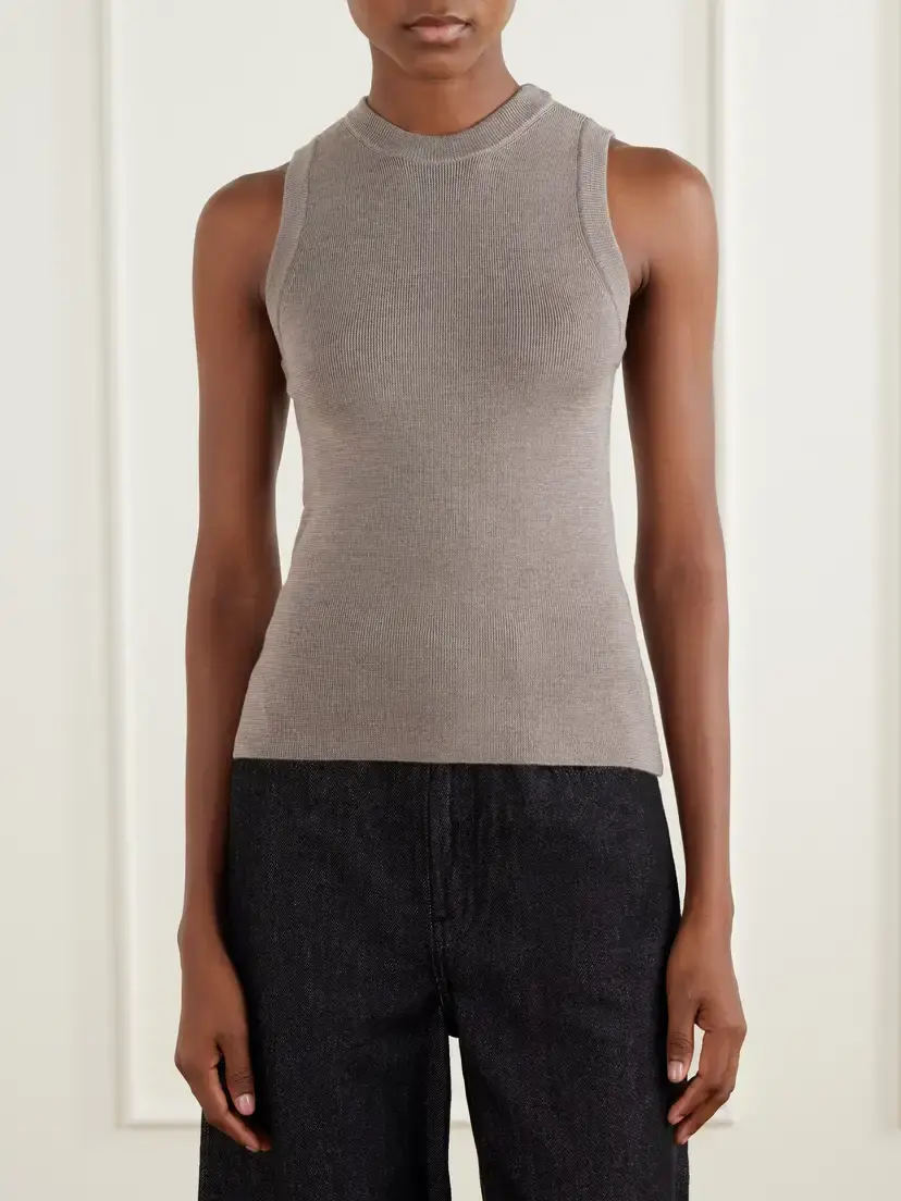 mfpen Appointment Ribbed Merino Wool And Silk-blend Tank - Brown | Thumbnail 3 mfpen Appointment Ribbed Merino Wool And Silk-blend Tank - Brown | Thumbnail 3
