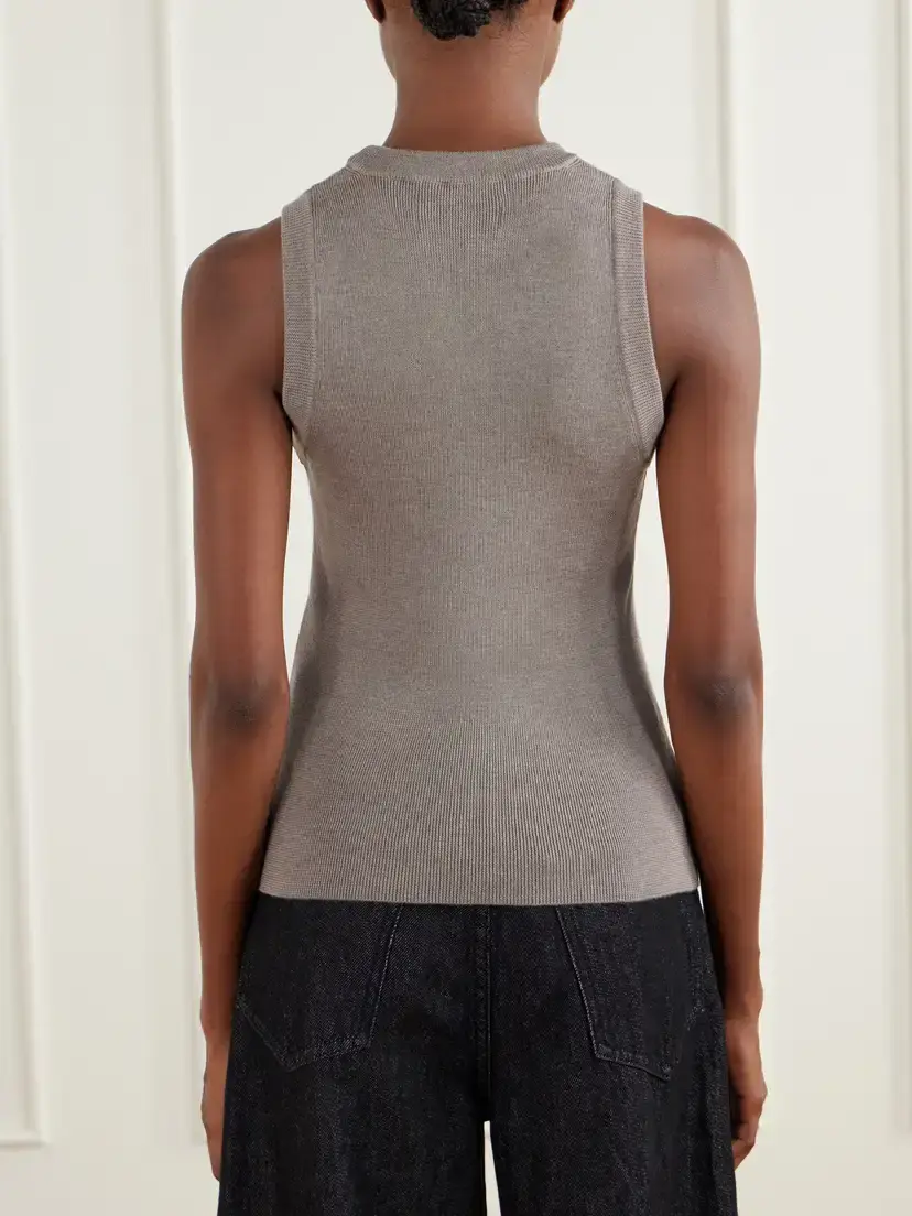 mfpen Appointment Ribbed Merino Wool And Silk-blend Tank - Brown | Thumbnail 4 mfpen Appointment Ribbed Merino Wool And Silk-blend Tank - Brown | Thumbnail 4