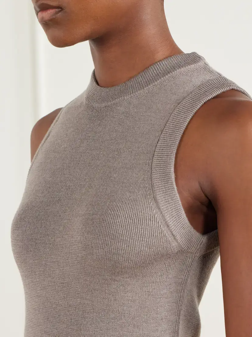 mfpen Appointment Ribbed Merino Wool And Silk-blend Tank - Brown | Thumbnail 5 mfpen Appointment Ribbed Merino Wool And Silk-blend Tank - Brown | Thumbnail 5