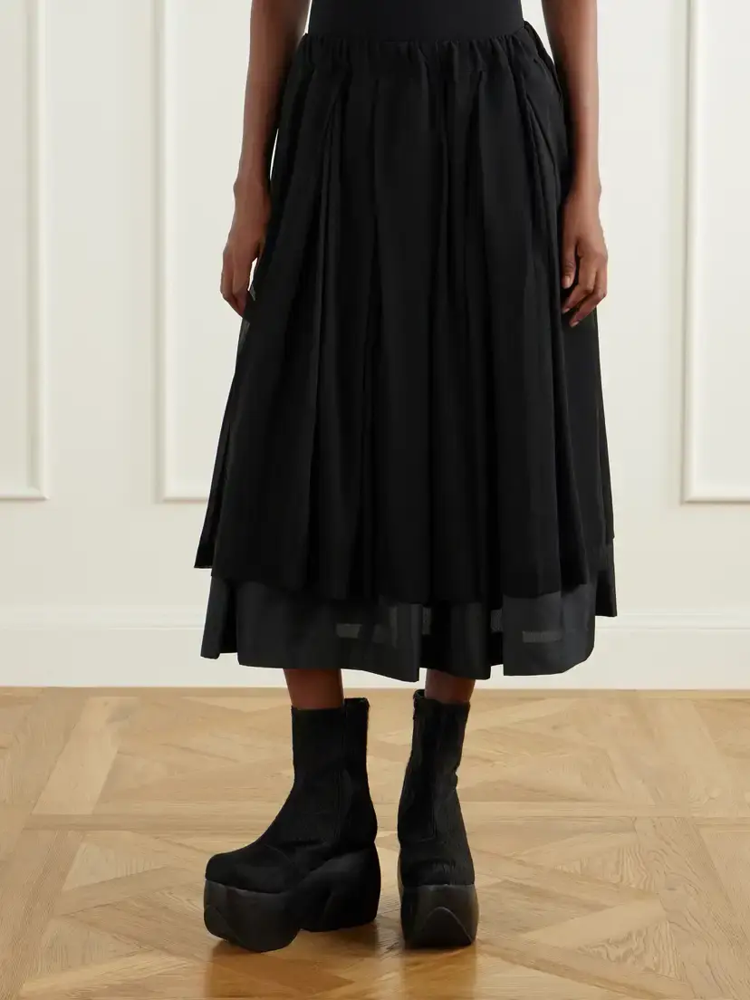 Comme des Garçons Layered Gathered Georgette And Organza Midi Skirt | Thumbnail 3 Comme des Garçons Layered Gathered Georgette And Organza Midi Skirt | Thumbnail 3