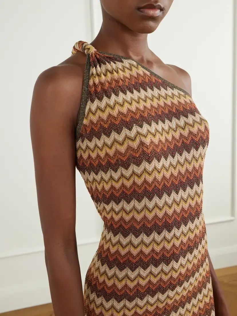Faithfull Naia One-shoulder Striped Metallic Crochet-knit Maxi Dress | Thumbnail 4