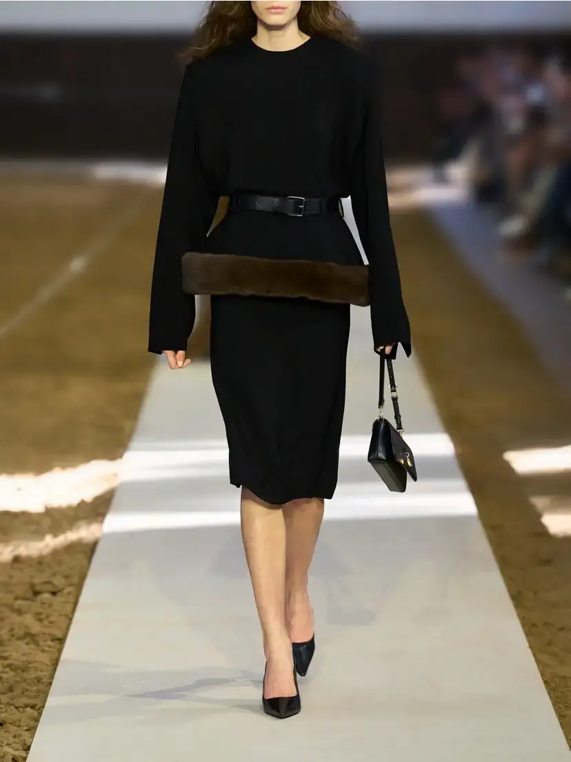 Stella McCartney Plush-trimmed Crepe Midi Dress | Thumbnail 5 Stella McCartney Plush-trimmed Crepe Midi Dress | Thumbnail 5