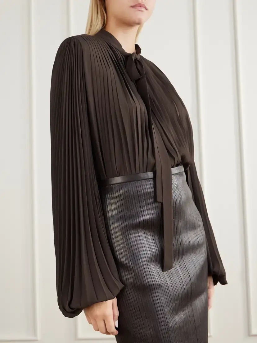 Tom Ford Pleated Crepe De Chine Blouse | Thumbnail 5 Tom Ford Pleated Crepe De Chine Blouse | Thumbnail 5