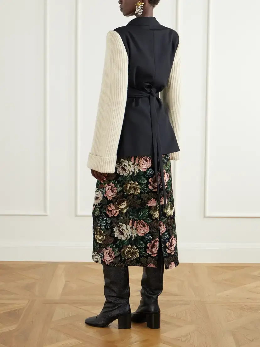 Dries Van Noten Ribbed Wool And Cashmere-blend Trimmed Wool-twill Jacket | Thumbnail 3 Dries Van Noten Ribbed Wool And Cashmere-blend Trimmed Wool-twill Jacket | Thumbnail 3