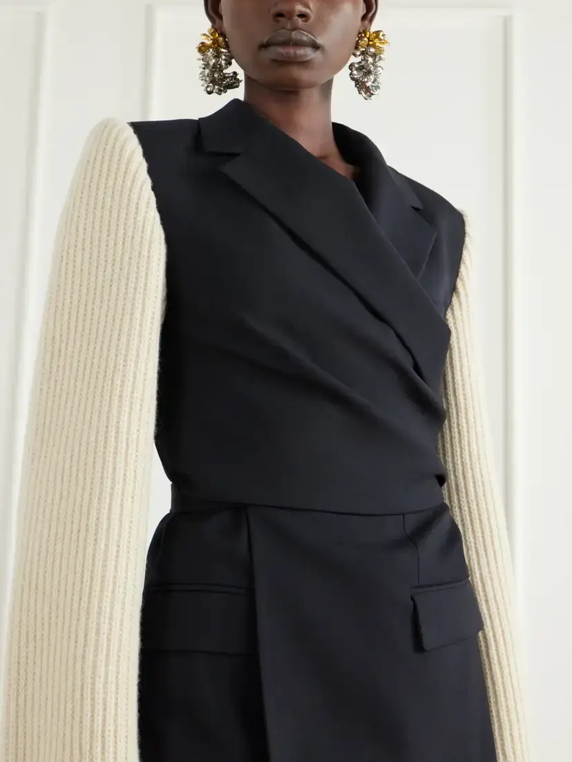 Dries Van Noten Ribbed Wool And Cashmere-blend Trimmed Wool-twill Jacket | Thumbnail 4 Dries Van Noten Ribbed Wool And Cashmere-blend Trimmed Wool-twill Jacket | Thumbnail 4