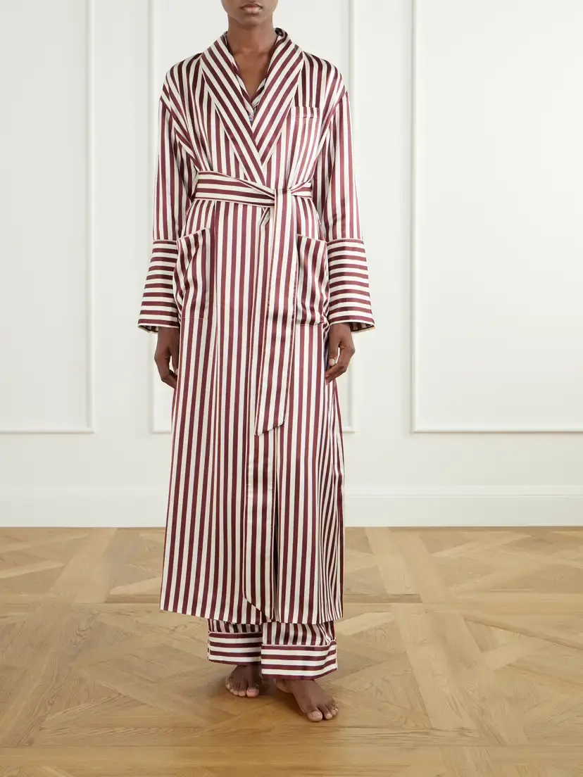 Olivia von Halle Capability Belted Striped Silk-satin Robe | Thumbnail 2 Olivia von Halle Capability Belted Striped Silk-satin Robe | Thumbnail 2