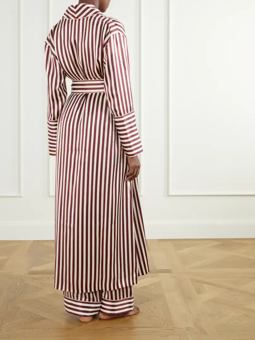 Olivia von Halle Capability Belted Striped Silk-satin Robe | Thumbnail 3 Olivia von Halle Capability Belted Striped Silk-satin Robe | Thumbnail 3