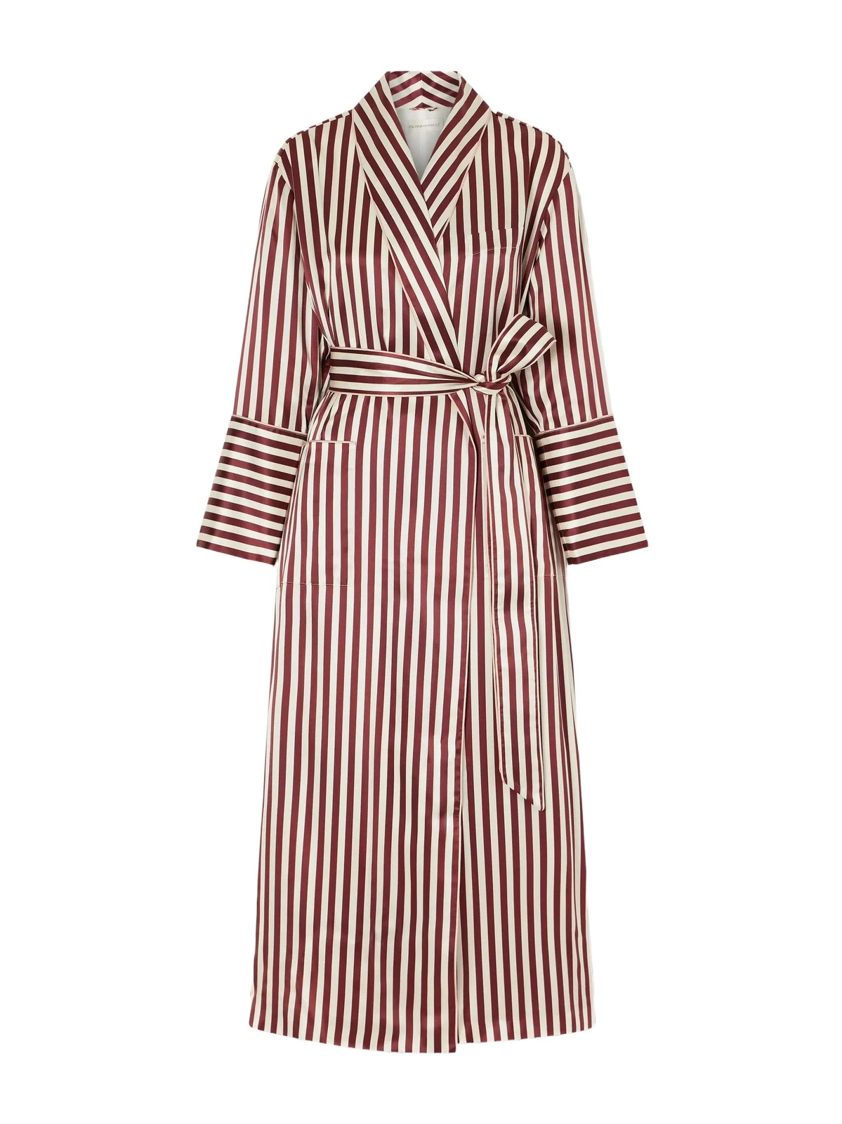 Capability Belted Striped Silk-satin Robe Capability Belted Striped Silk-satin Robe