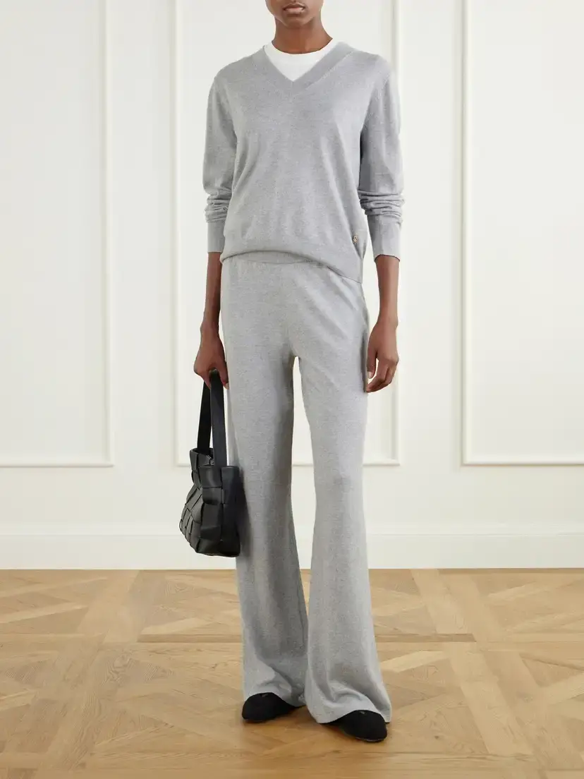 ÉTERNE Cotton And Cashmere-blend Wide-leg Pants | Thumbnail 2