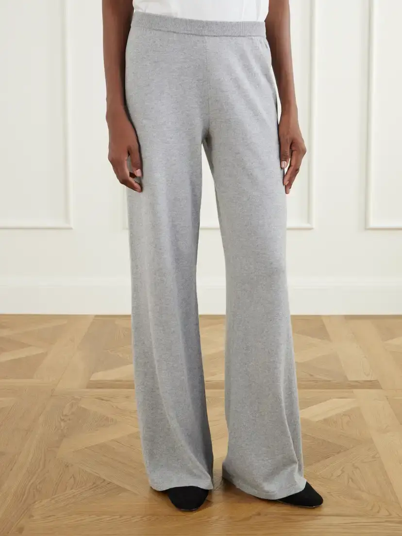 ÉTERNE Cotton And Cashmere-blend Wide-leg Pants | Thumbnail 3