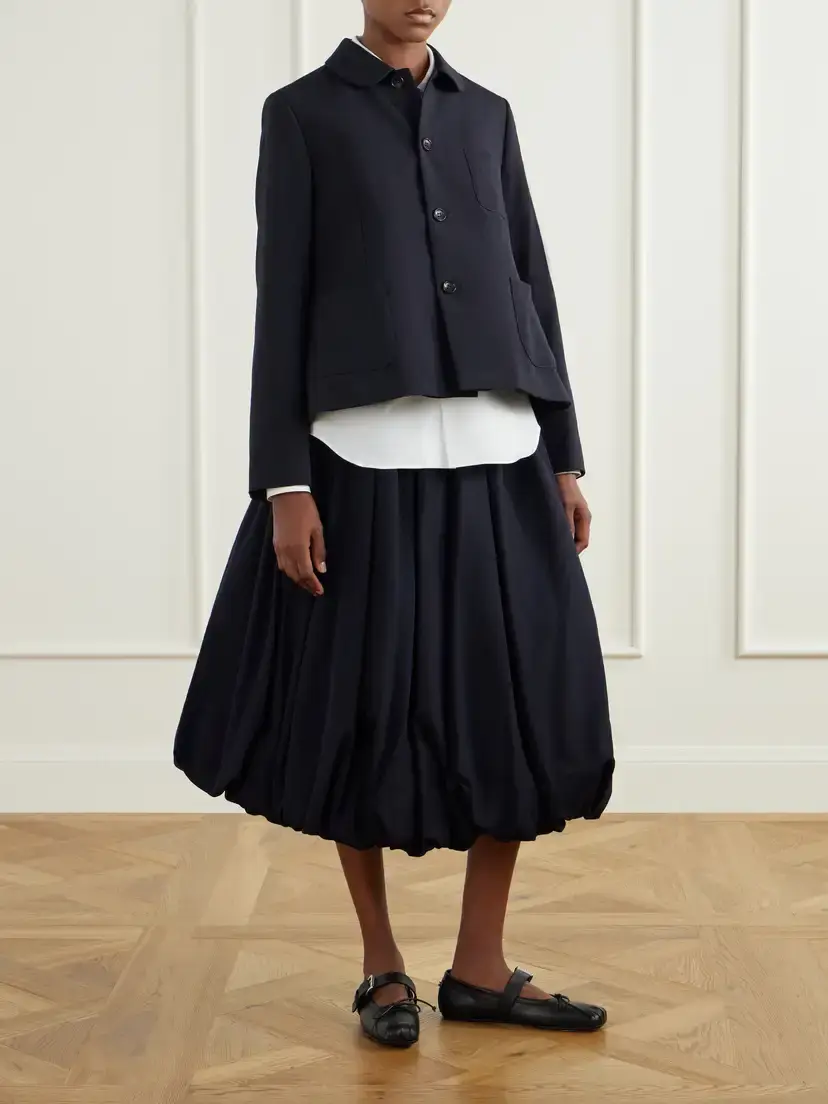 Comme des Garçons GIRL Gathered Wool-gabardine Midi Skirt | Thumbnail 2 Comme des Garçons GIRL Gathered Wool-gabardine Midi Skirt | Thumbnail 2