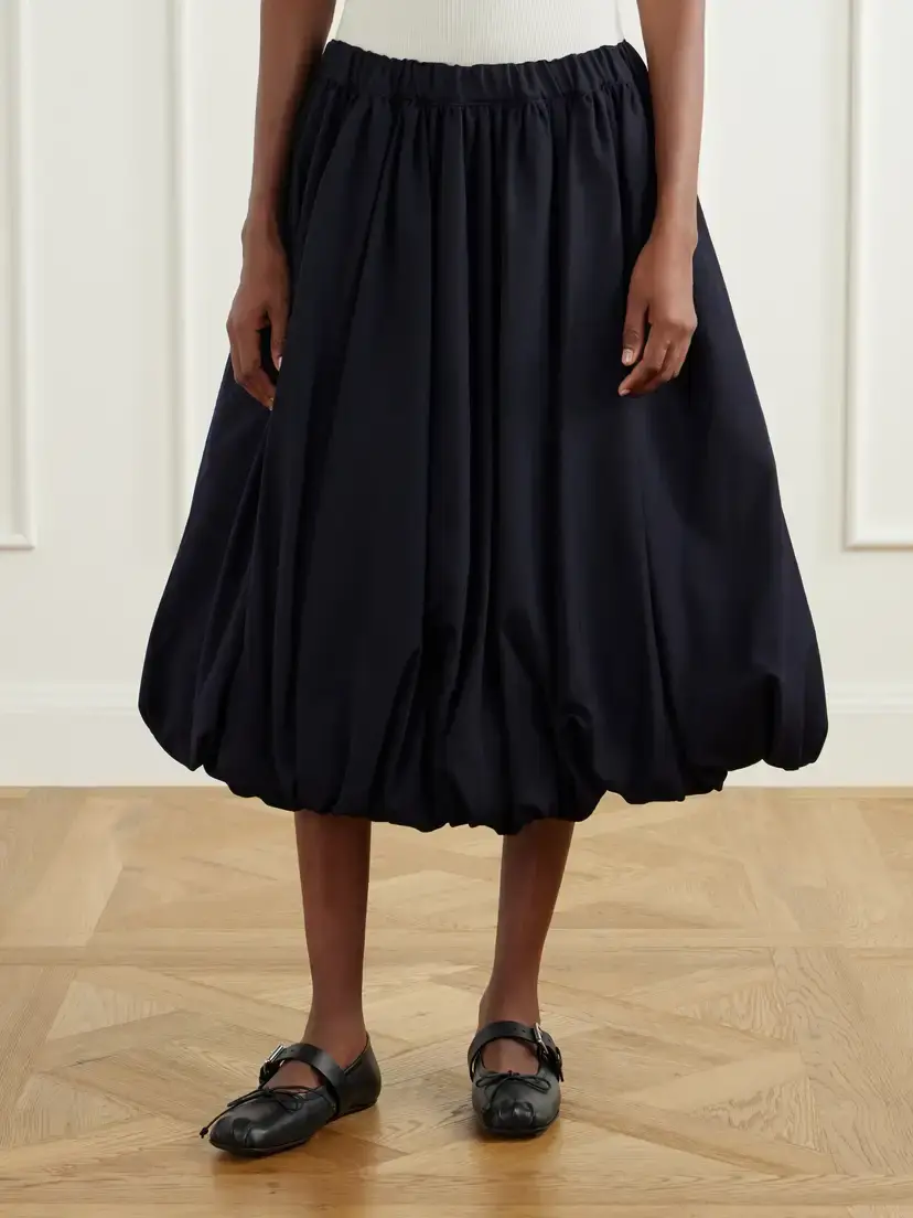Comme des Garçons GIRL Gathered Wool-gabardine Midi Skirt | Thumbnail 3 Comme des Garçons GIRL Gathered Wool-gabardine Midi Skirt | Thumbnail 3