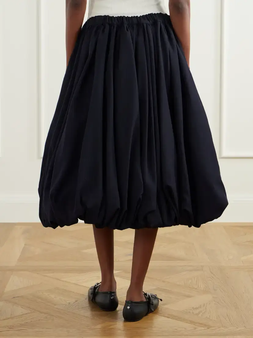 Comme des Garçons GIRL Gathered Wool-gabardine Midi Skirt | Thumbnail 4 Comme des Garçons GIRL Gathered Wool-gabardine Midi Skirt | Thumbnail 4