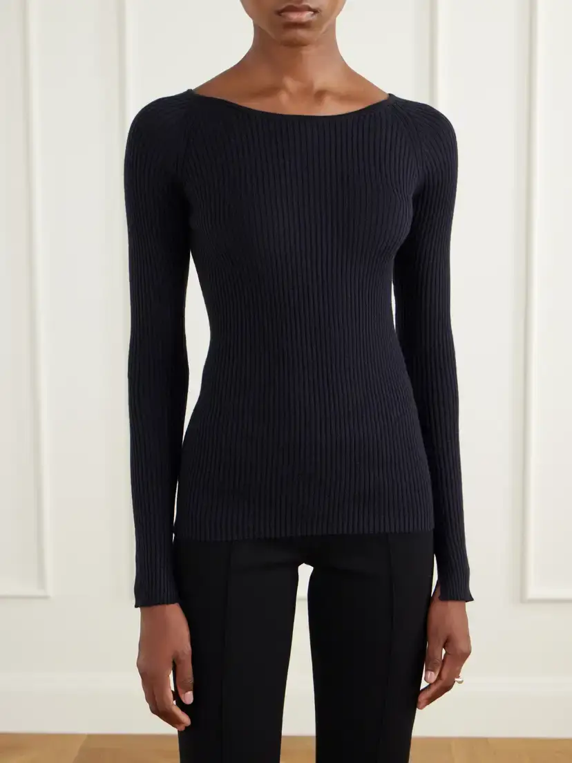 HIGH SPORT Bara Ribbed Cotton And Cashmere-blend Sweater - Black | Thumbnail 3 HIGH SPORT Bara Ribbed Cotton And Cashmere-blend Sweater - Black | Thumbnail 3