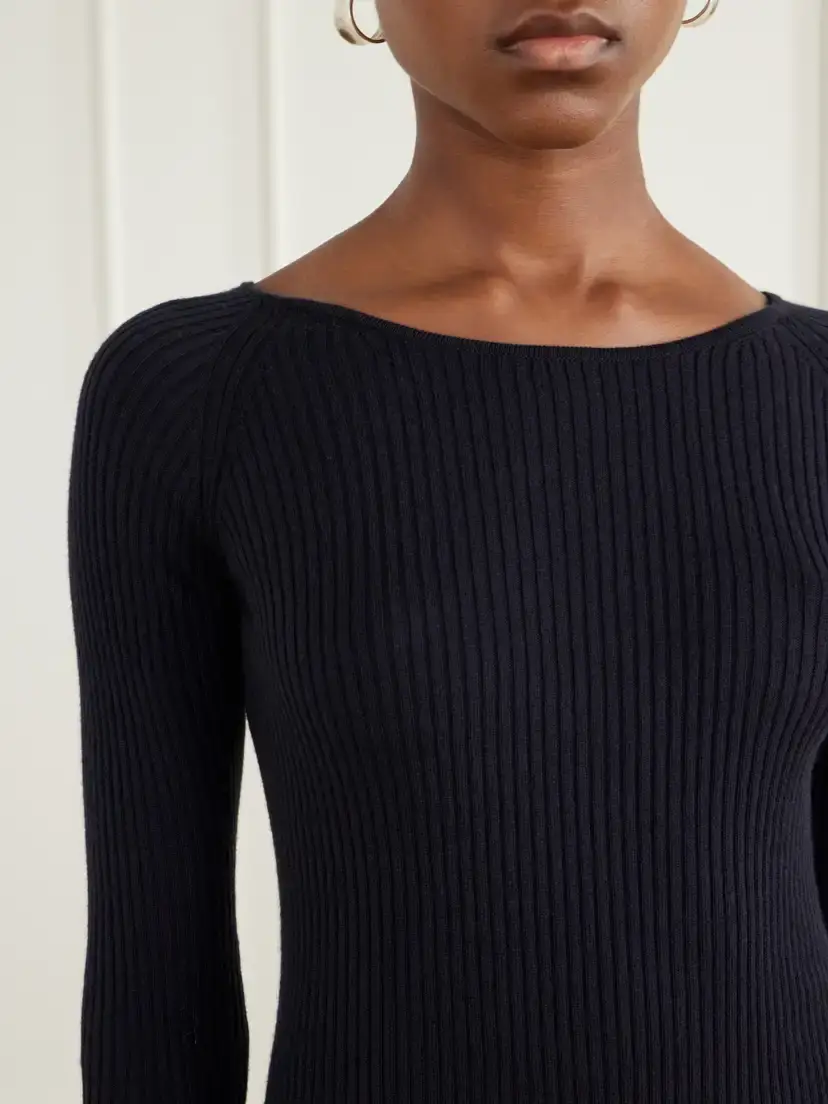 HIGH SPORT Bara Ribbed Cotton And Cashmere-blend Sweater - Black | Thumbnail 5 HIGH SPORT Bara Ribbed Cotton And Cashmere-blend Sweater - Black | Thumbnail 5