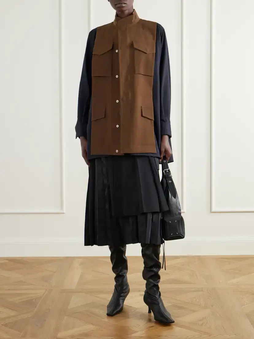 Sacai Crepe-trimmed Woven Shirt | Thumbnail 2 Sacai Crepe-trimmed Woven Shirt | Thumbnail 2