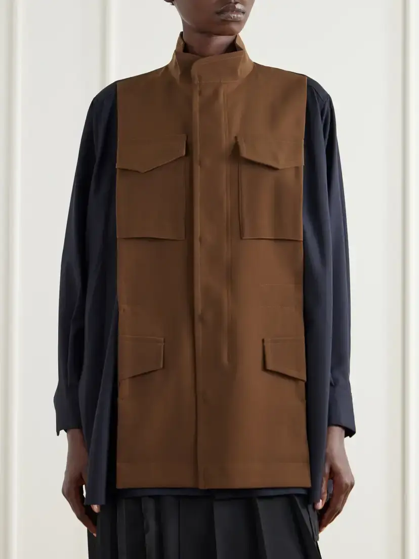 Sacai Crepe-trimmed Woven Shirt | Thumbnail 3 Sacai Crepe-trimmed Woven Shirt | Thumbnail 3