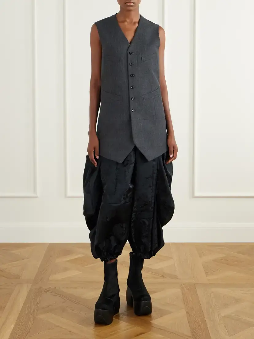 Comme des Garçons Comme des Garçons Wool-gabardine And Taffeta Vest - Gray | Thumbnail 2 Comme des Garçons Comme des Garçons Wool-gabardine And Taffeta Vest - Gray | Thumbnail 2