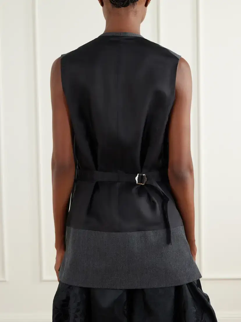 Comme des Garçons Comme des Garçons Wool-gabardine And Taffeta Vest - Gray | Thumbnail 3 Comme des Garçons Comme des Garçons Wool-gabardine And Taffeta Vest - Gray | Thumbnail 3