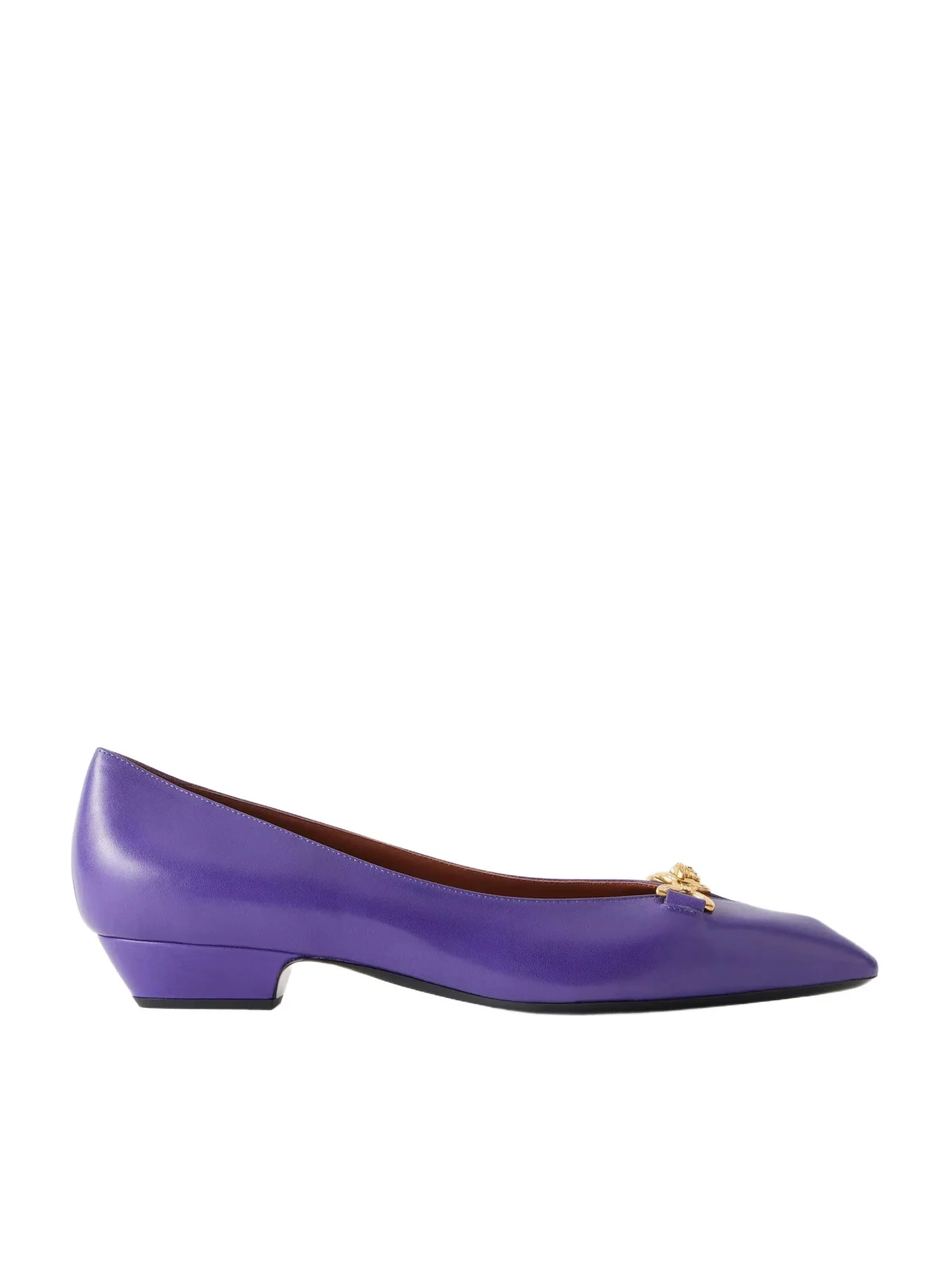 Medusa-embellished Leather Ballet Flats