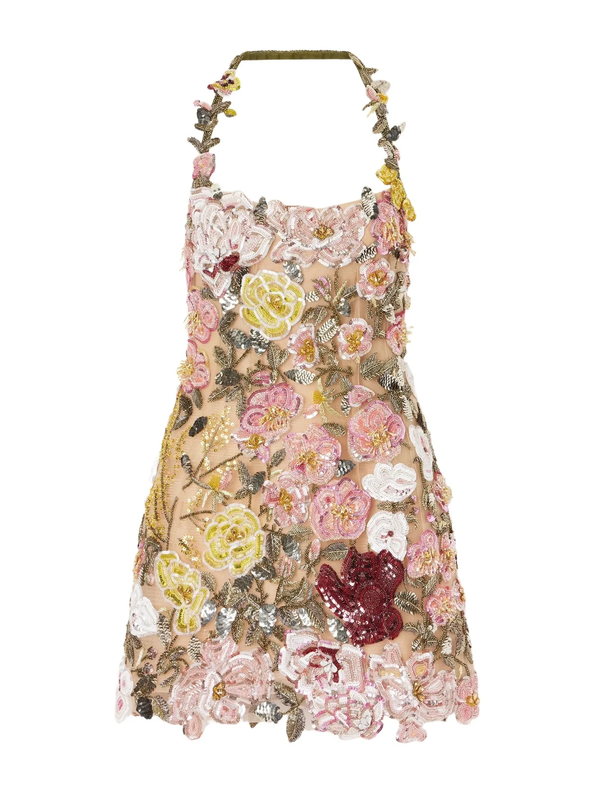 Embellished Embroidered Tulle Mini Dress