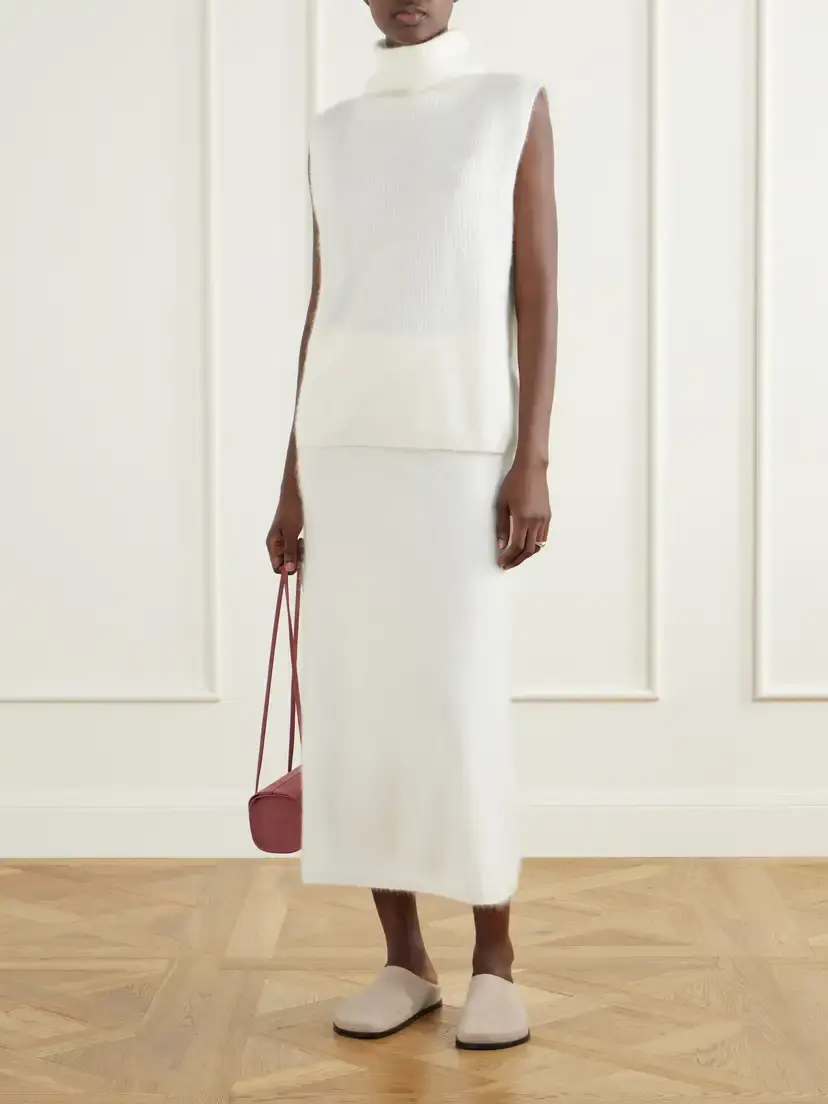 Lisa Yang Aisla Ribbed Brushed Cashmere Turtleneck Sweater Vest | Thumbnail 2