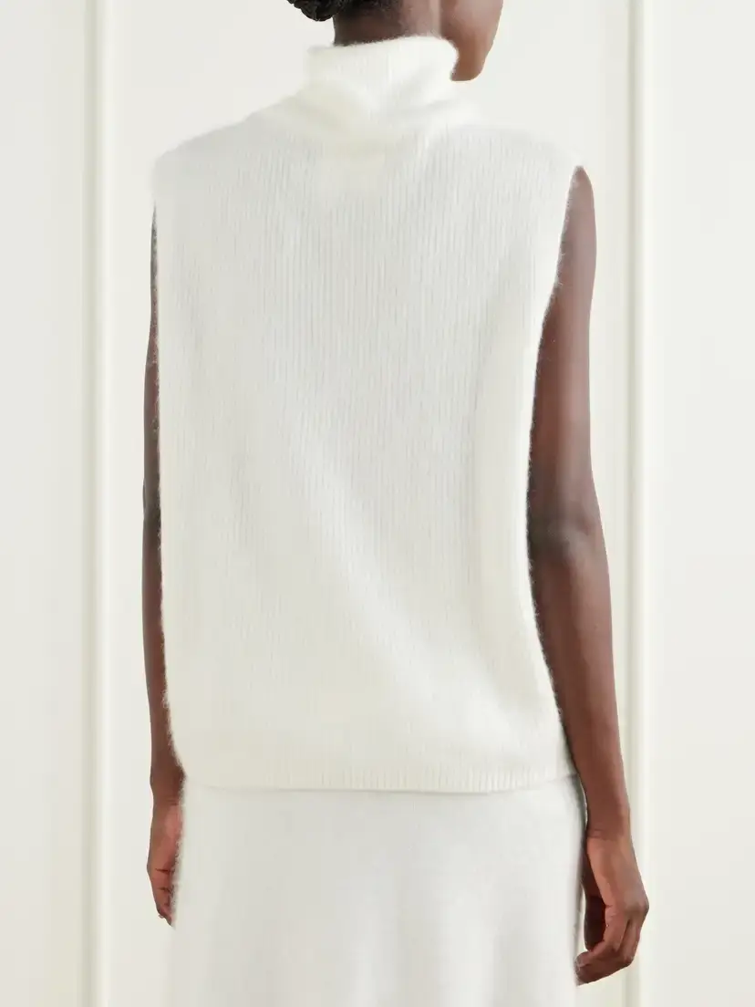 Lisa Yang Aisla Ribbed Brushed Cashmere Turtleneck Sweater Vest | Thumbnail 3