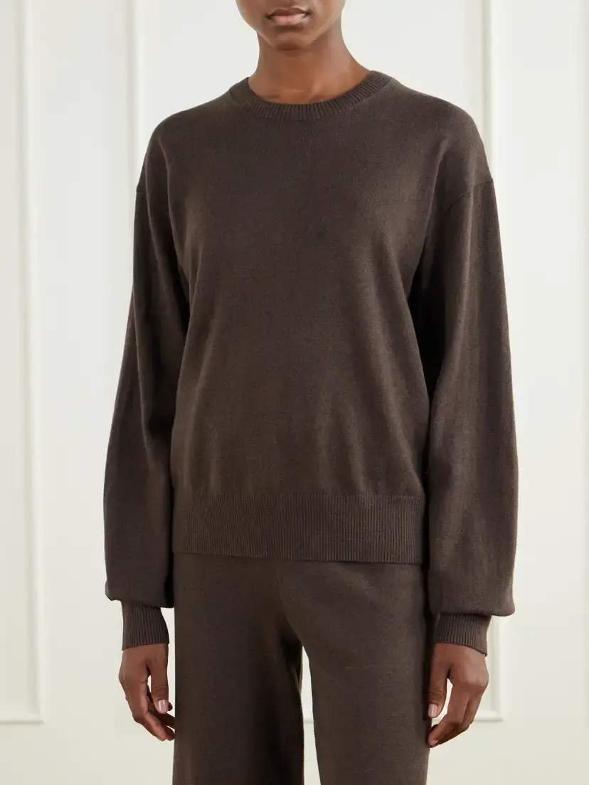 ÉTERNE Cotton And Cashmere-blend Sweater - Brown | Thumbnail 3 ÉTERNE Cotton And Cashmere-blend Sweater - Brown | Thumbnail 3