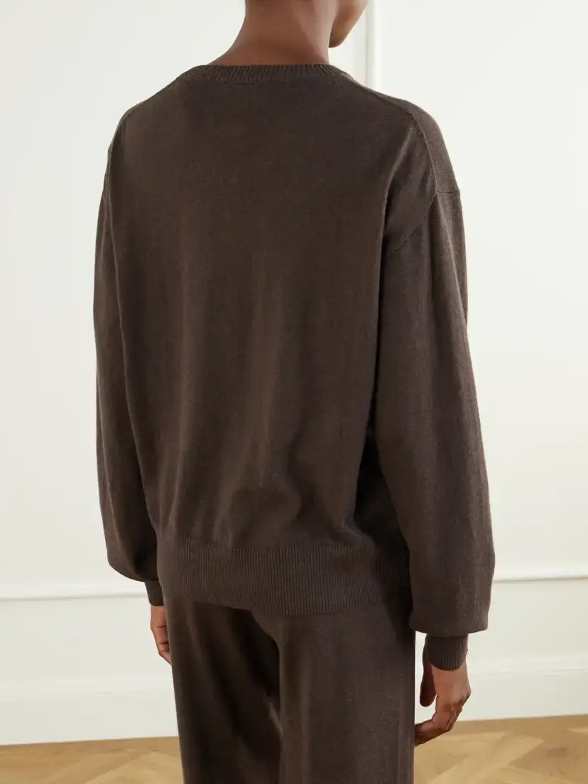 ÉTERNE Cotton And Cashmere-blend Sweater - Brown | Thumbnail 4 ÉTERNE Cotton And Cashmere-blend Sweater - Brown | Thumbnail 4