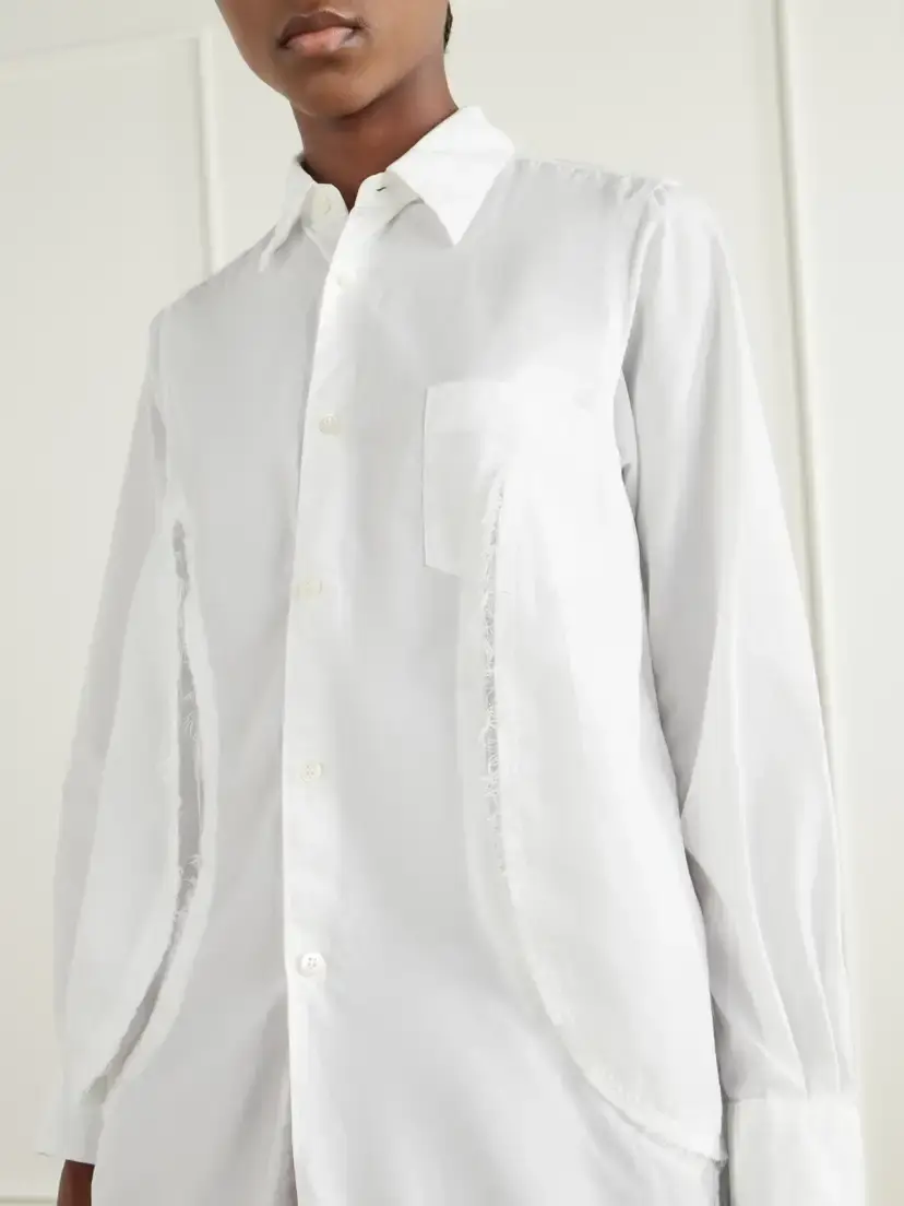 Comme des Garçons Comme des Garçons Paneled Frayed Poplin Shirt | Thumbnail 4 Comme des Garçons Comme des Garçons Paneled Frayed Poplin Shirt | Thumbnail 4