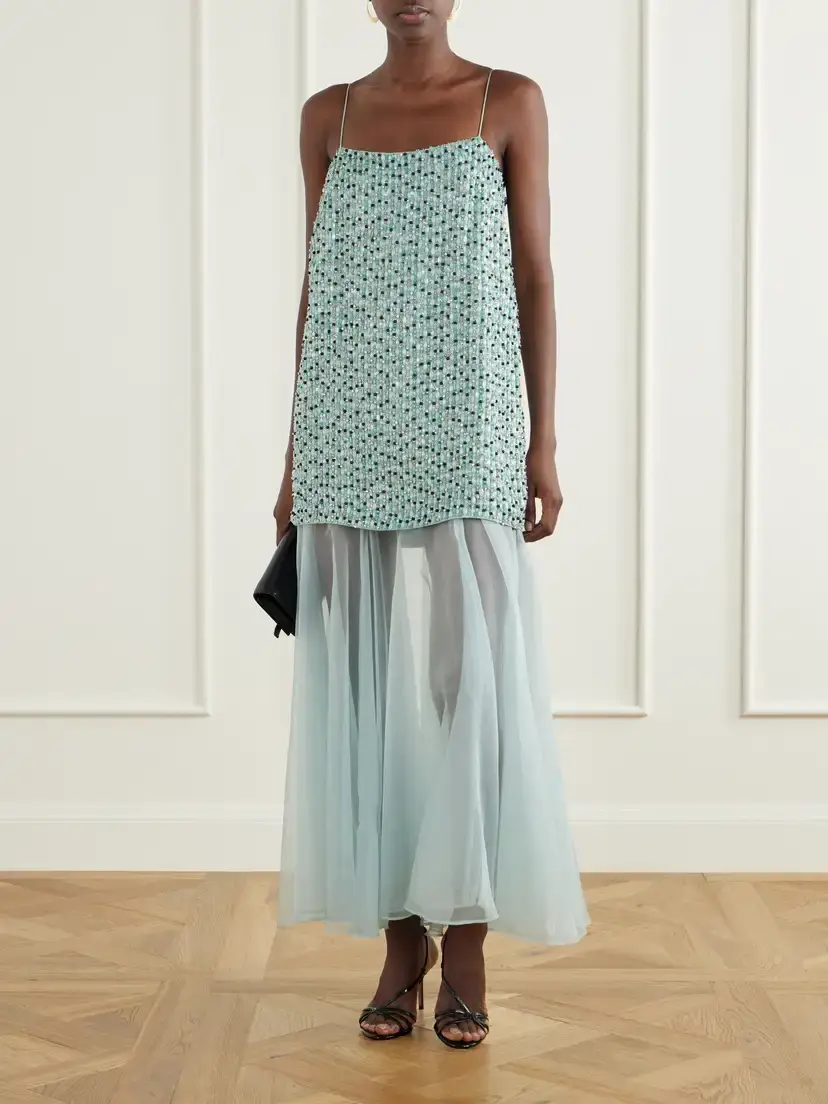 Aje Magnolia Embellished Satin And Tulle Midi Dress | Thumbnail 2 Aje Magnolia Embellished Satin And Tulle Midi Dress | Thumbnail 2