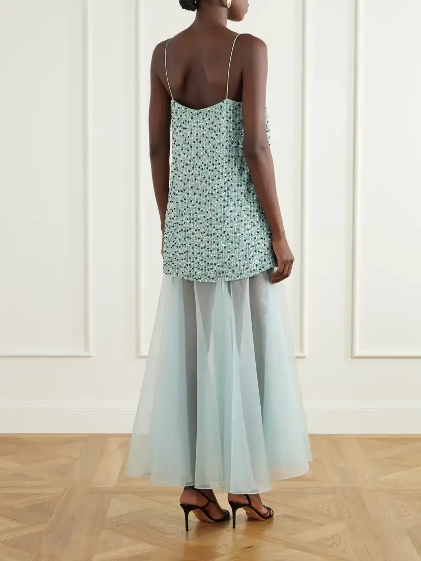 Aje Magnolia Embellished Satin And Tulle Midi Dress | Thumbnail 3 Aje Magnolia Embellished Satin And Tulle Midi Dress | Thumbnail 3
