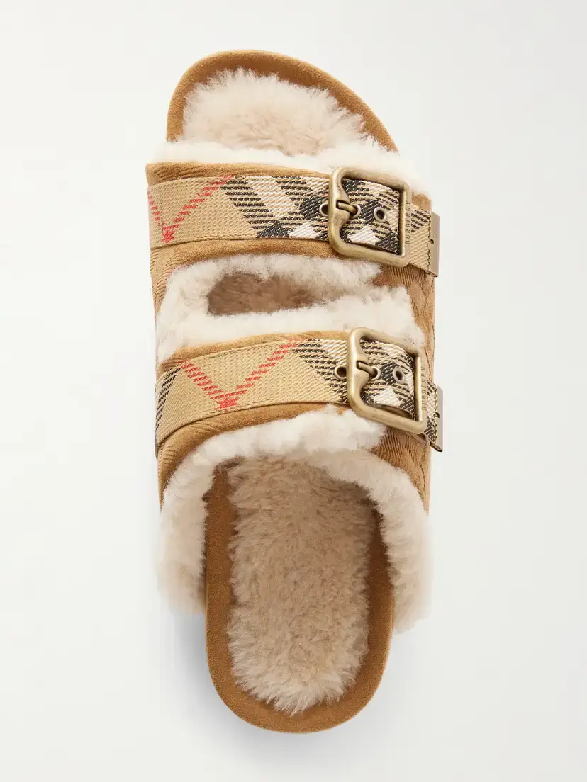 Burberry Urchin Check Shearling-trimmed Sandals | Thumbnail 6 Burberry Urchin Check Shearling-trimmed Sandals | Thumbnail 6