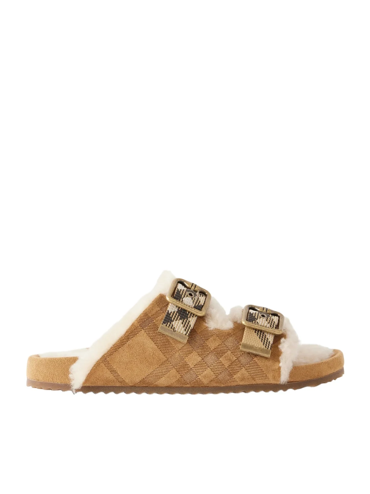Burberry Urchin Check Shearling-trimmed Sandals