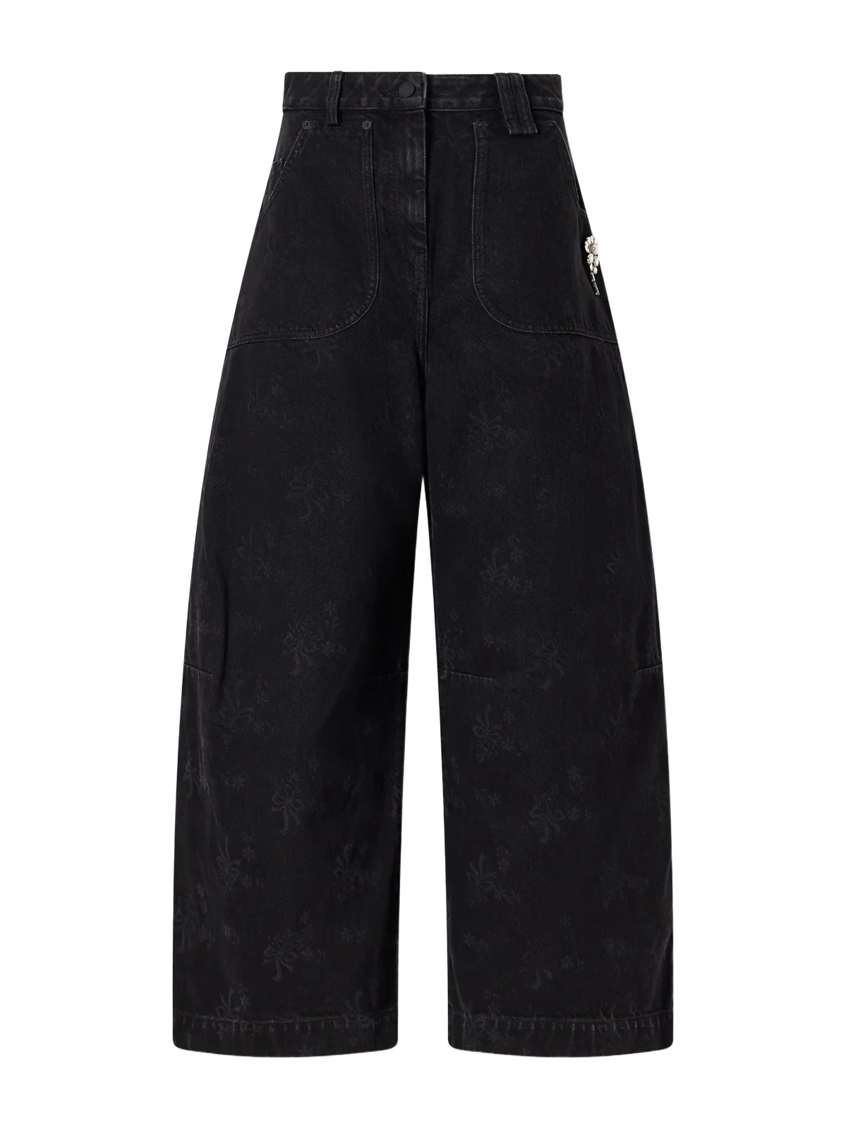 Embellished Floral-print Mid-rise Wide-leg Jeans Embellished Floral-print Mid-rise Wide-leg Jeans