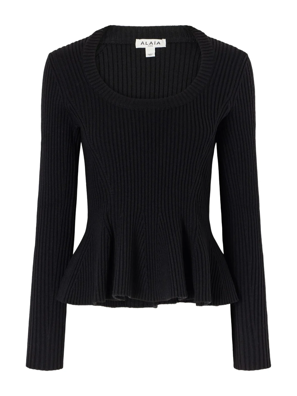 Ribbed Wool-blend Peplum Sweater