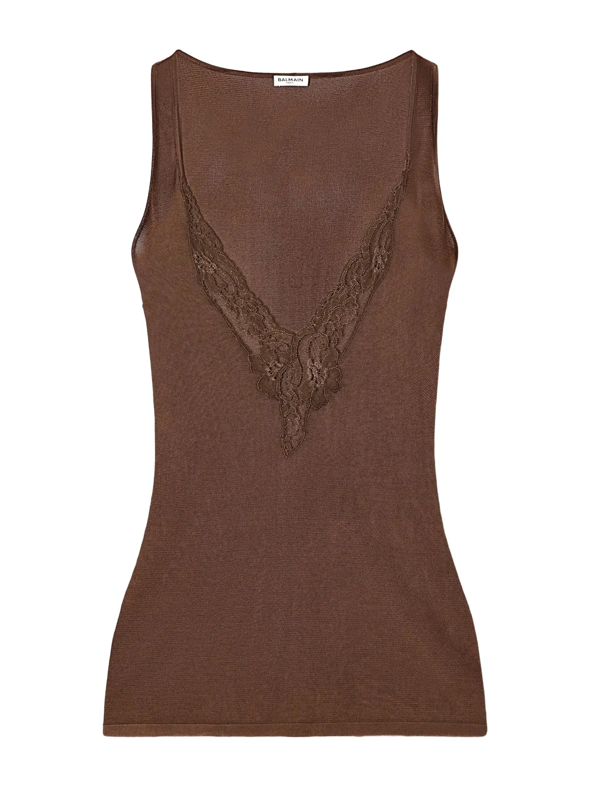 Lace-trimmed Knitted Tank