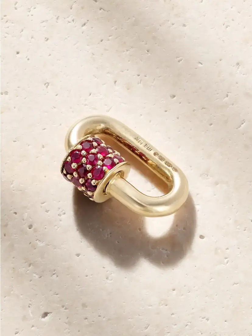 Marla Aaron Stoned Chubby Babylock 14-karat Gold Ruby Pendant | Thumbnail 3 Marla Aaron Stoned Chubby Babylock 14-karat Gold Ruby Pendant | Thumbnail 3