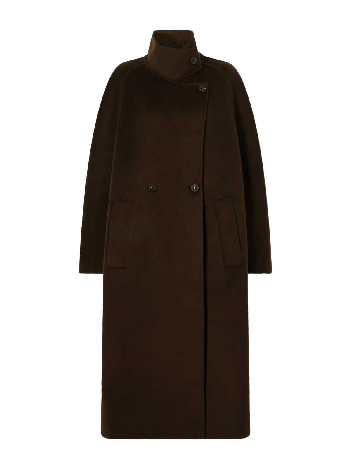 Button Wool And Cashmere-blend Coat - Brown Button Wool And Cashmere-blend Coat - Brown