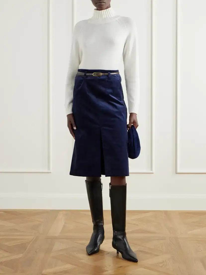 Veronica Beard Alexie Belted Cotton-blend Corduroy Midi Skirt | Thumbnail 2 Veronica Beard Alexie Belted Cotton-blend Corduroy Midi Skirt | Thumbnail 2