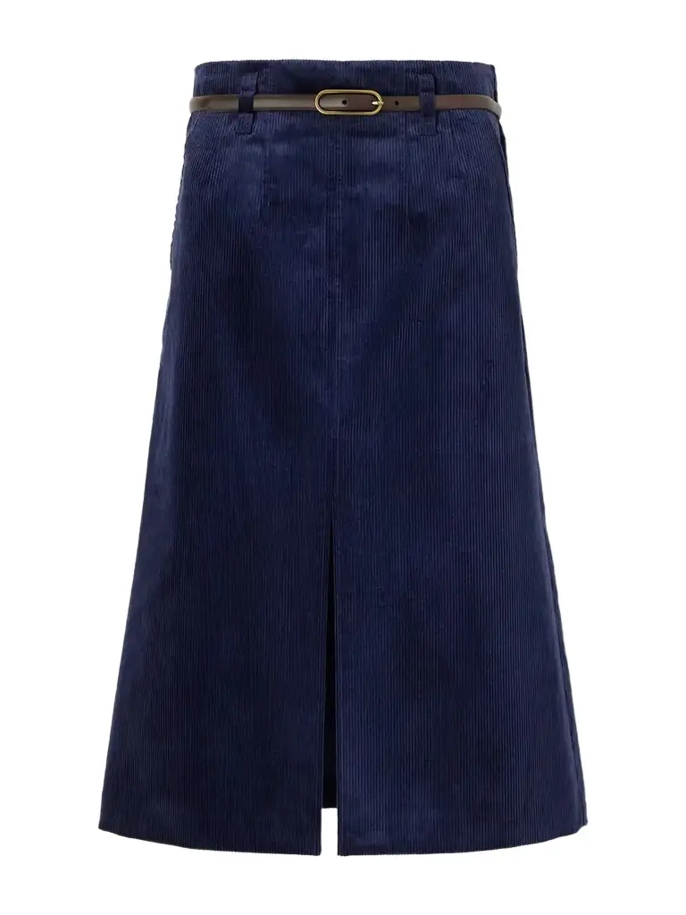 Veronica Beard Alexie Belted Cotton-blend Corduroy Midi Skirt