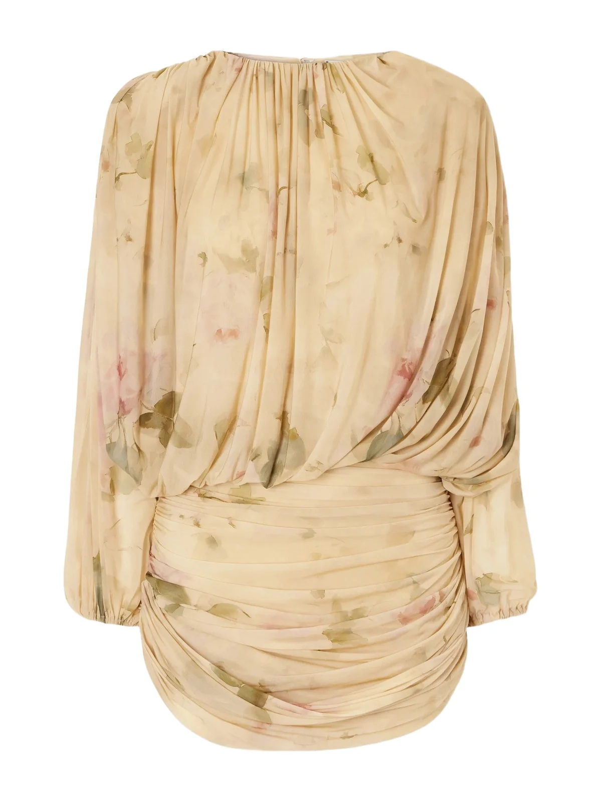 Gathered Floral-print Georgette Mini Dress Gathered Floral-print Georgette Mini Dress