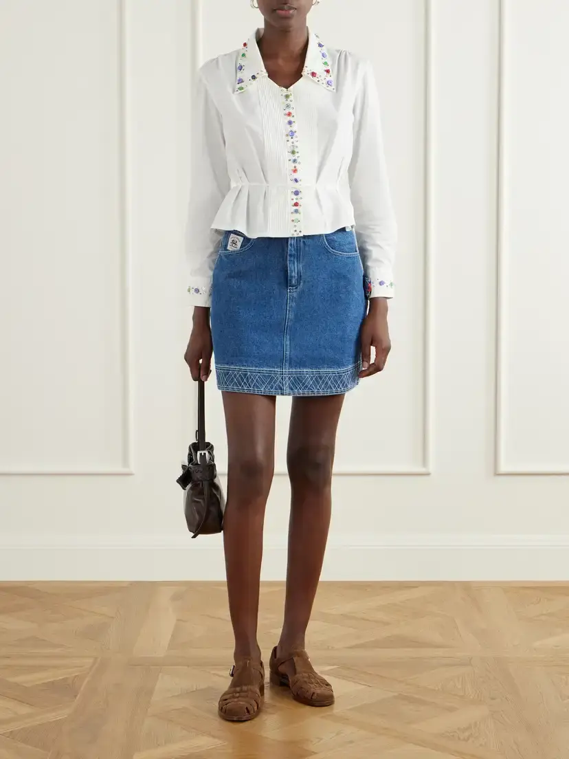BODE Embroidered Cotton Mini Skirt | Thumbnail 2 BODE Embroidered Cotton Mini Skirt | Thumbnail 2