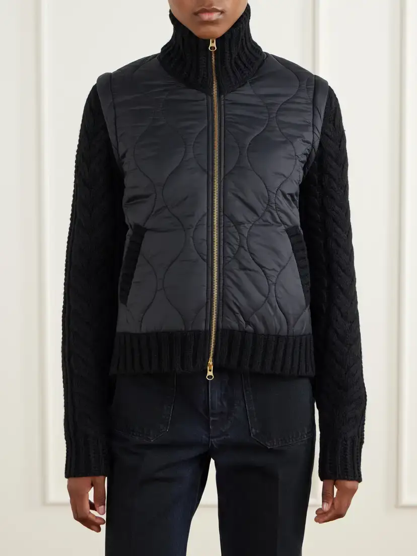 Veronica Beard Patra Padded Cable-knit Wool-blend And Quilted Shell Jacket | Thumbnail 3 Veronica Beard Patra Padded Cable-knit Wool-blend And Quilted Shell Jacket | Thumbnail 3