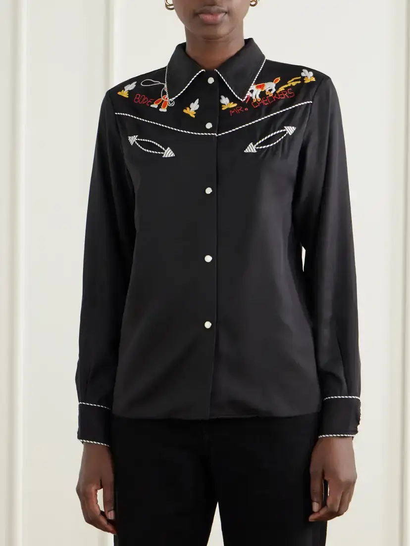 BODE Checkers Western Embroidered Poplin Blouse | Thumbnail 3 BODE Checkers Western Embroidered Poplin Blouse | Thumbnail 3