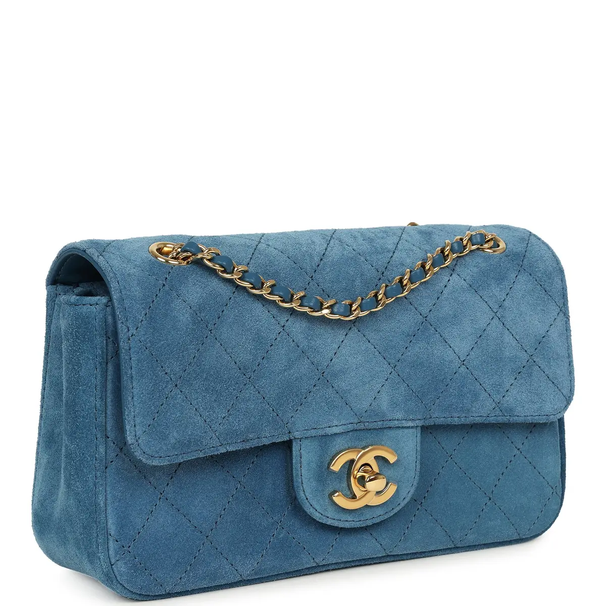 Chanel Chanel Mini "Souplissimo" Flap Bag Blue Suede Gold Hardware | Thumbnail 2 Chanel Chanel Mini "Souplissimo" Flap Bag Blue Suede Gold Hardware | Thumbnail 2
